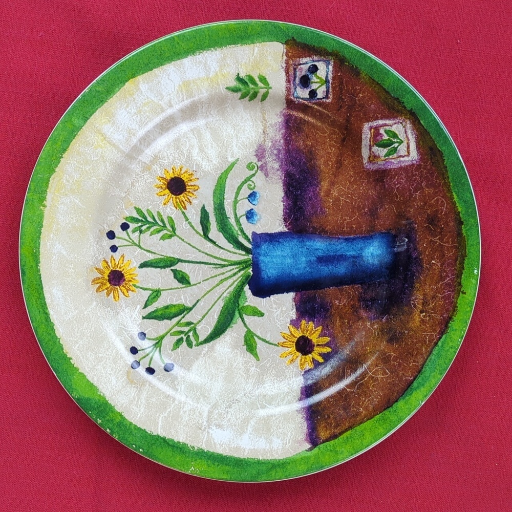 Tabletrendz By Sakura Stoneware Salad Plates And Latch Canister Floral Applique - Picture 9 of 17
